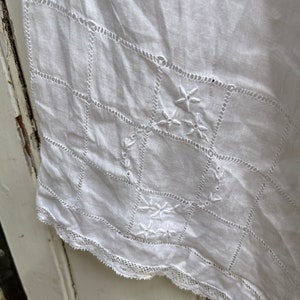 Antique French lingerie white soft cotton voile shorts with embroidery and lace trim size M/L image 7