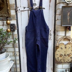 Antique vintage Leader Overalls navy blue cotton dungarees workwear size 38 S/M