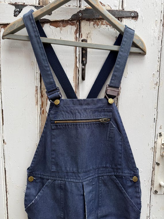 Vintage French Dolmen Blue Cotton Denim Dungarees Workwear