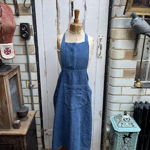 Antique French Handmade Blue Linen Apron With Central Pocket - Etsy