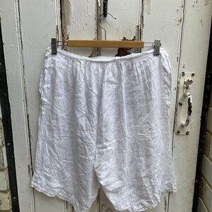 Antique French lingerie white soft cotton voile shorts with embroidery and lace trim size M/L image 6