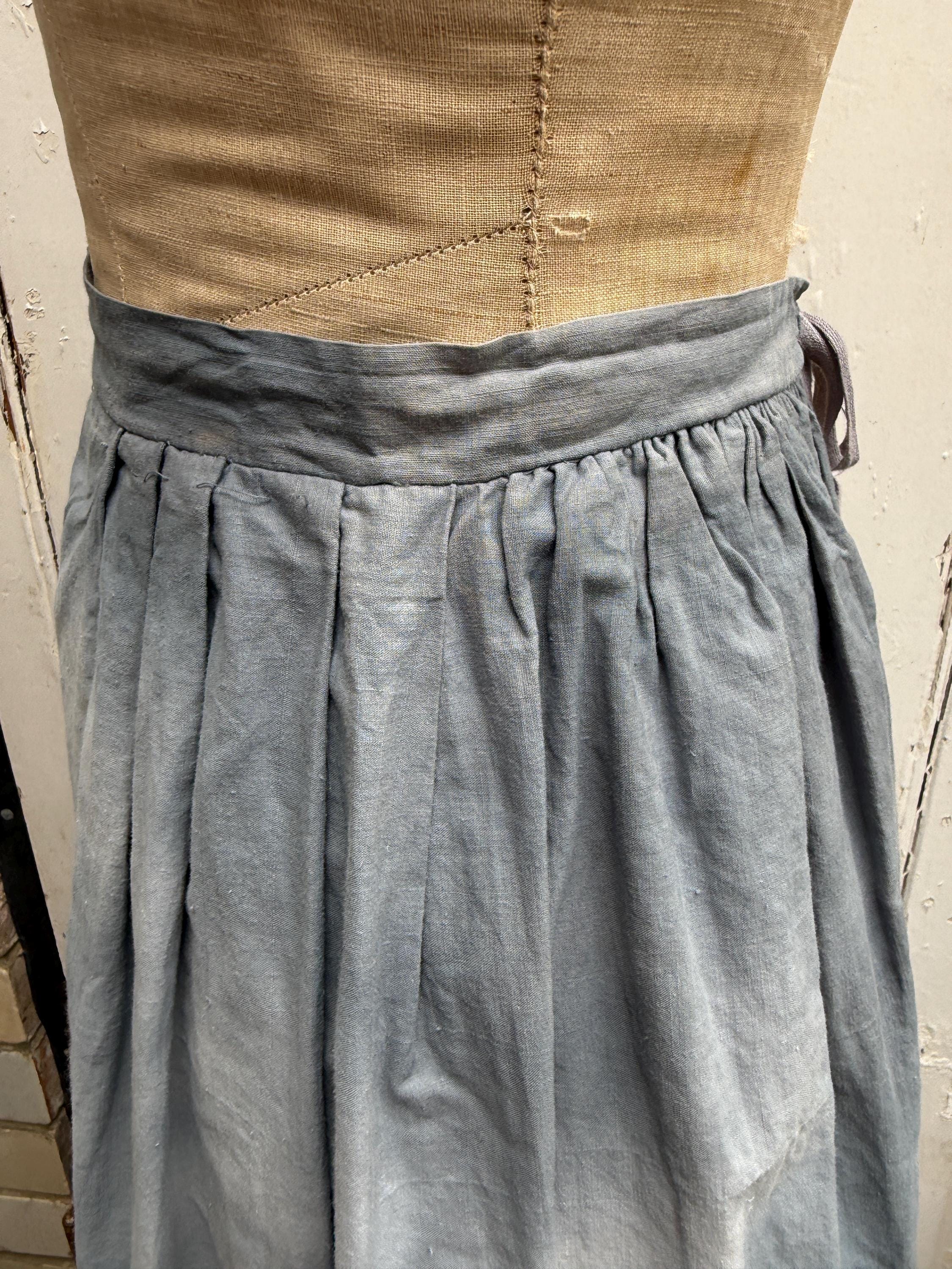 Antique French Blue Grey Cotton Skirt With Number 4 Size S - Etsy