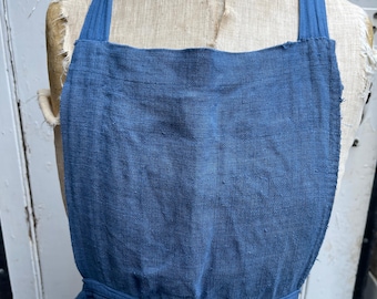 Antique French Handmade Blue Linen Apron With Central Pocket - Etsy