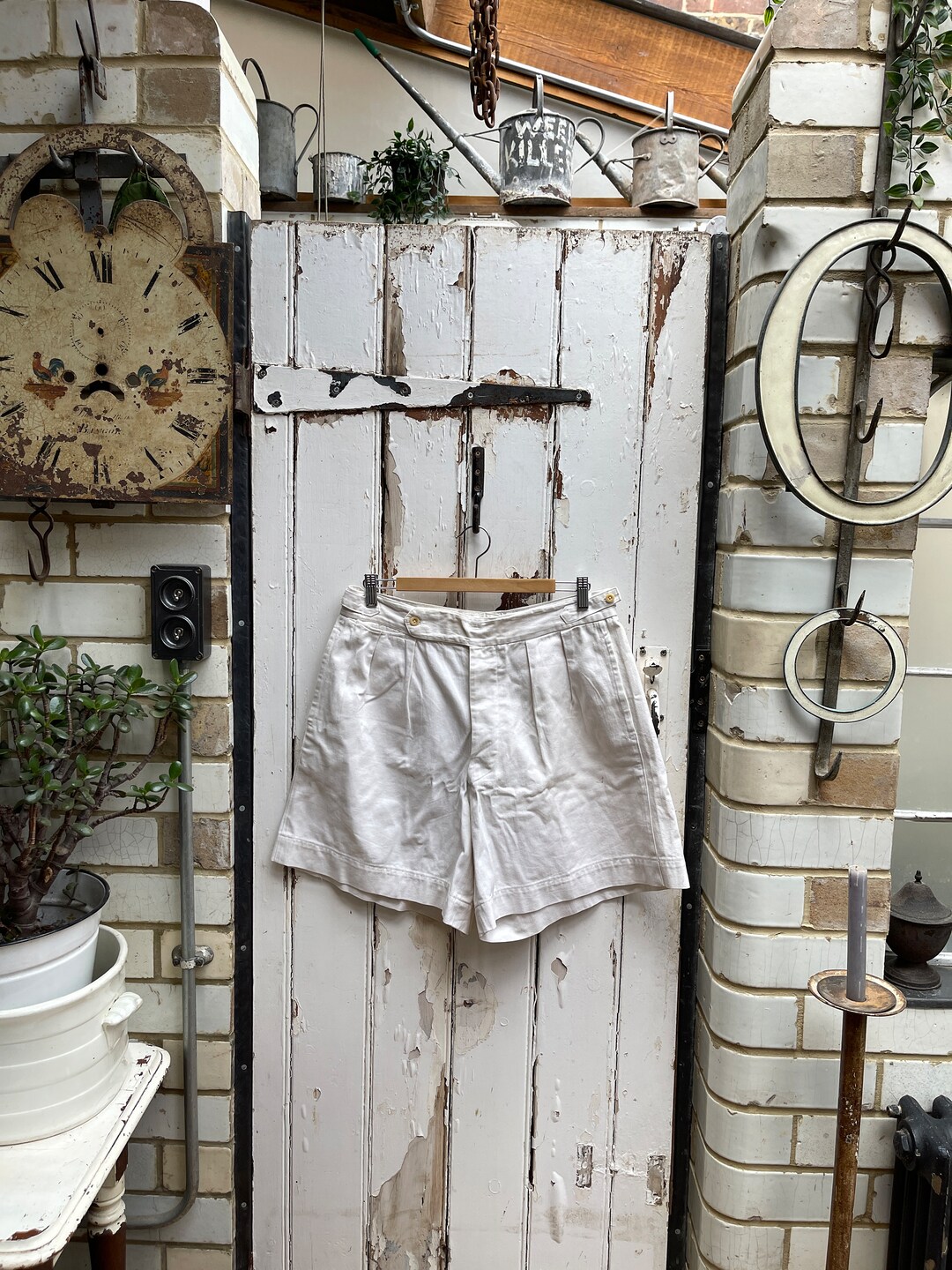 Antique Vintage Mens White Cotton Shorts Size S/M Etsy UK