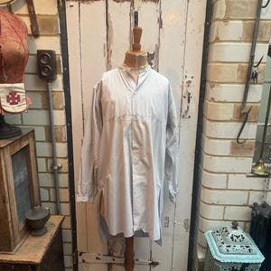 Vintage French grey cotton pinstriped shirt chemise size S