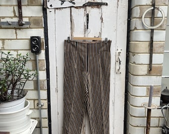 Vintage German NDR mens green red beige striped trousers from theatre production Vock size S