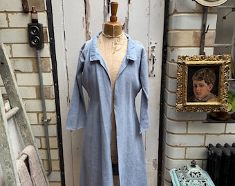 Geoffrey B. Small Womens Dusty Blue Woven Silk Cotton Belted Dress