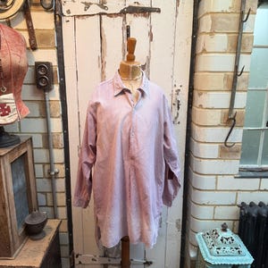 Antique vintage French purple check warm cotton shirt size M