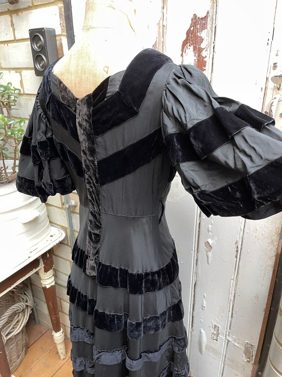 Antique French handmade long black evening dress … - image 9