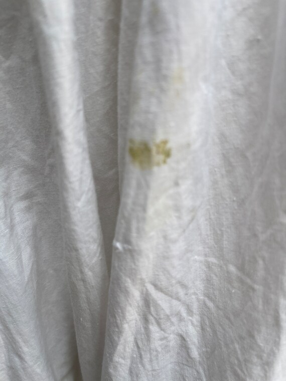 Antique handmade long white cotton skirt initials… - image 8