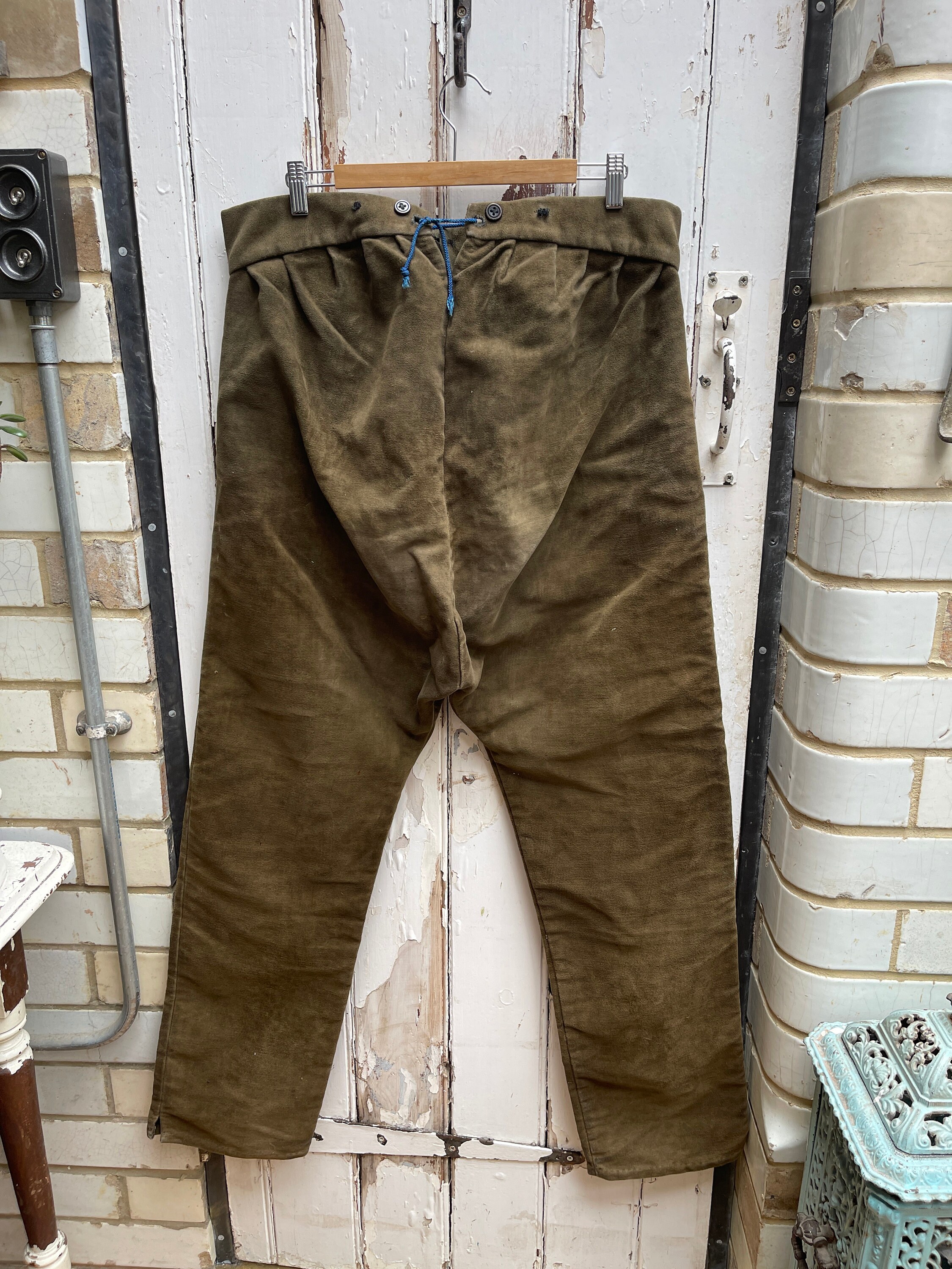 Antique Dutch Mens Handmade Brown Moleskin Cotton Workwear Chores