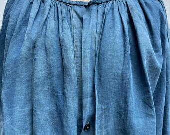 トップス 1920 Biaude indigolinen smock Maquignon Early 20th C] French Antique Indigo Linen Smock 