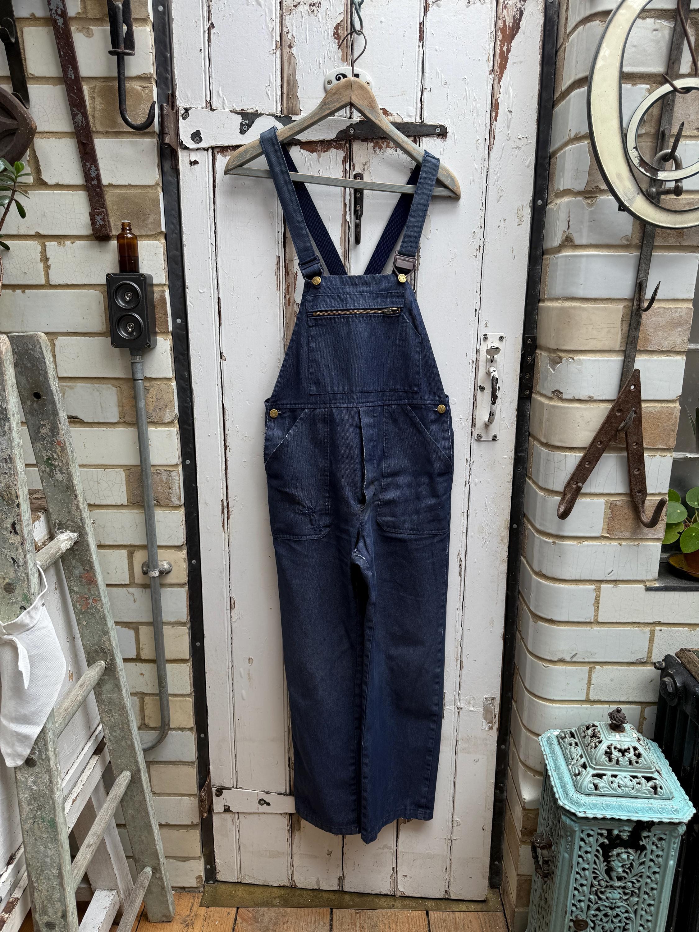 Vintage French Dolmen Blue Cotton Denim Dungarees Workwear