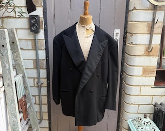 XS / Small Antique Chesterfield Overcoat / Black Wool Twill 1900s