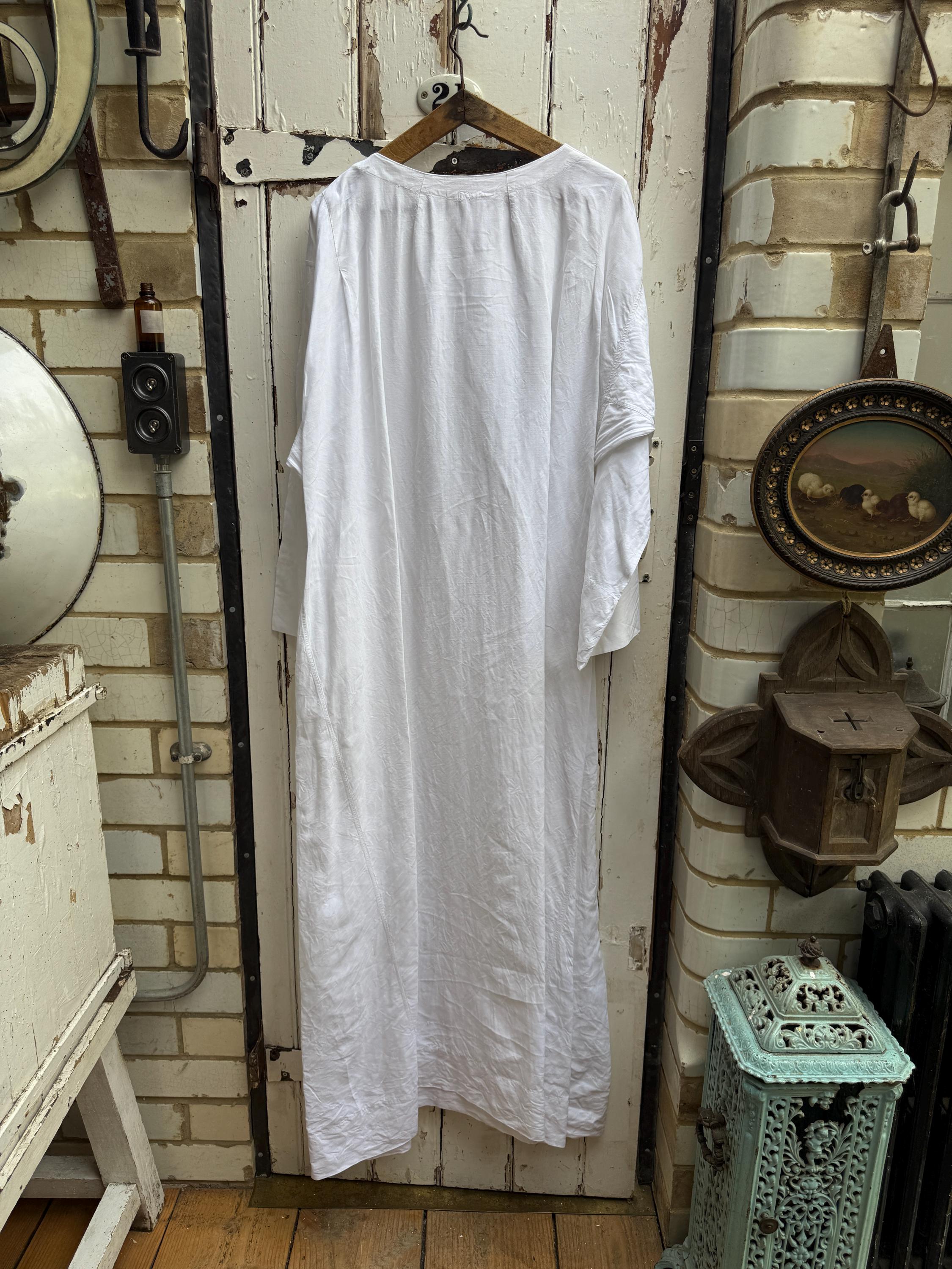 Antique French Linen Dress Gown: Sacre Coeur Priest/nun Robe, XL 
