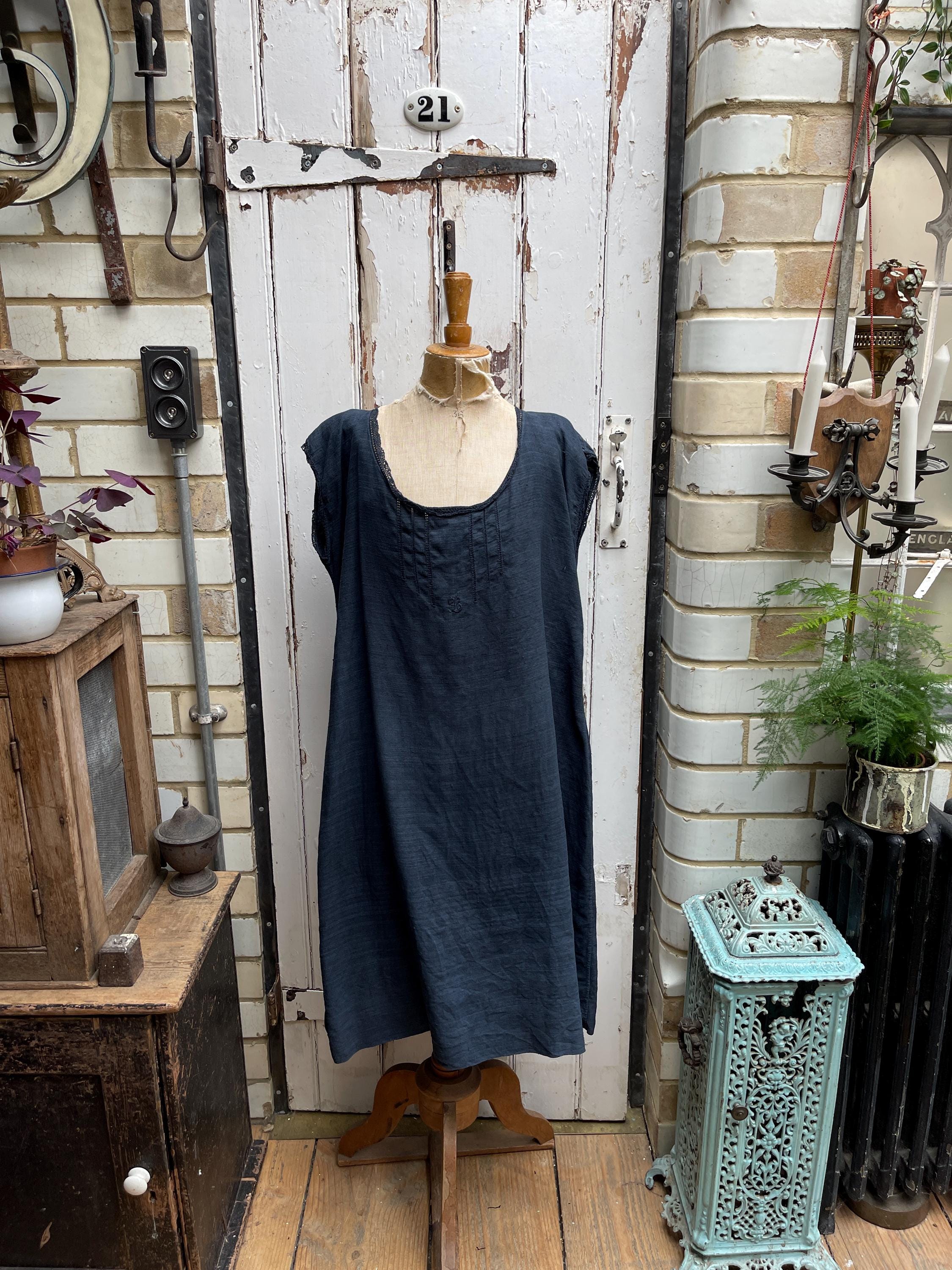 ワンピース French Linen Back\"O\" Dress Linen Pinafore Dress, Linen Sundress, Open Back Dress