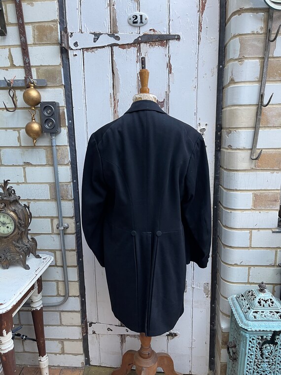 Antique French black wool long jacket mourning mo… - image 6