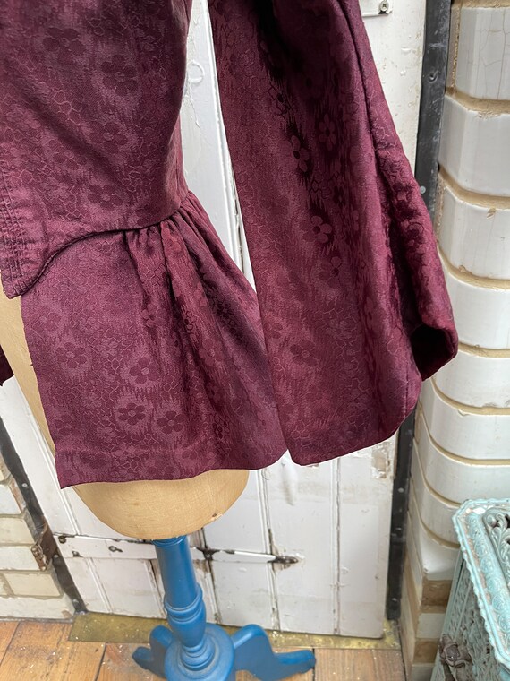Antique Dutch handmade burgundy wool silk fitted … - image 4