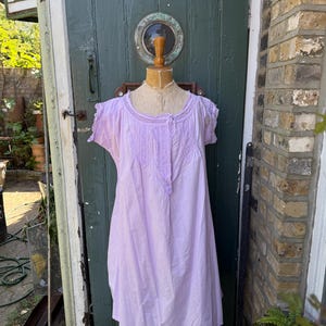 Antique French lavender cotton dress with lace and pintuck detail size M