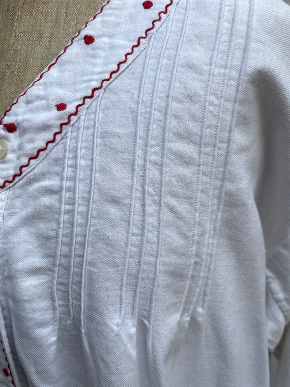 Antique French white brushed cotton warm dress ni… - image 5