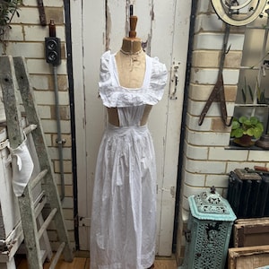 Antique French White Cotton Pinafore Apron With Lace Frill - Etsy