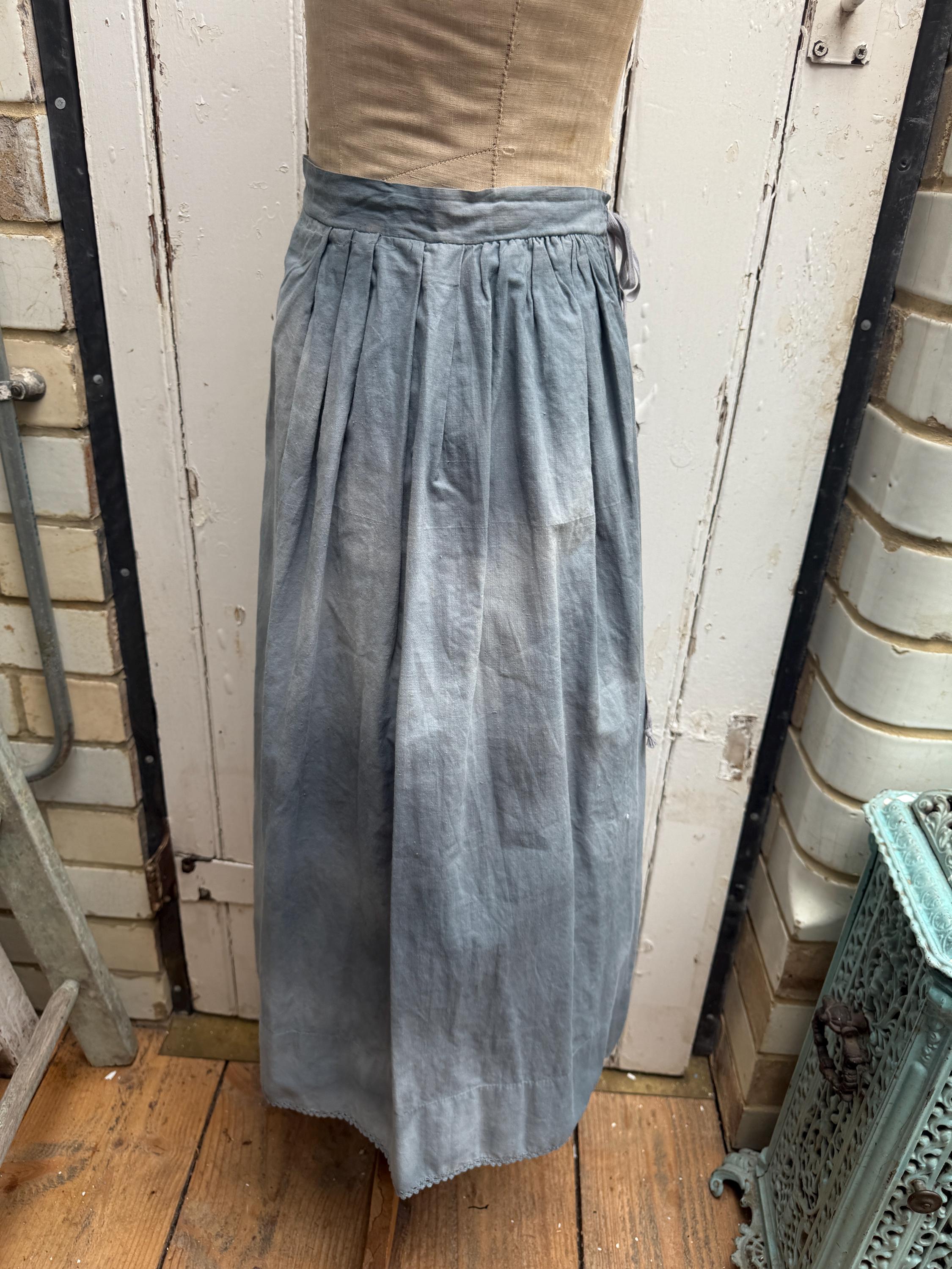 Antique French Blue Grey Cotton Skirt With Number 4 Size S - Etsy