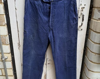 Antique Vintage French Adolphe Lafont Blue Cotton Workwear Chores