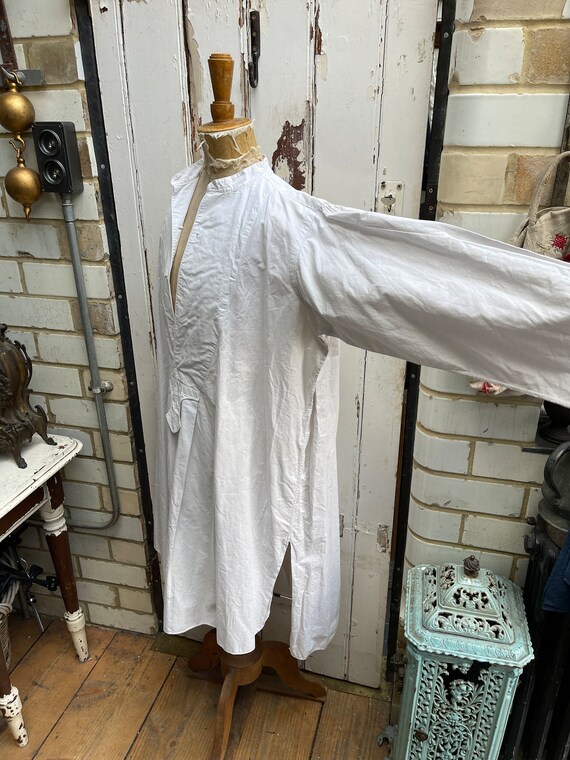 Antique French white cotton shirt chemise initial… - image 9