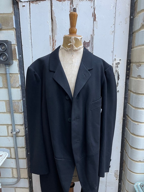 Antique French black wool long jacket mourning mo… - image 2