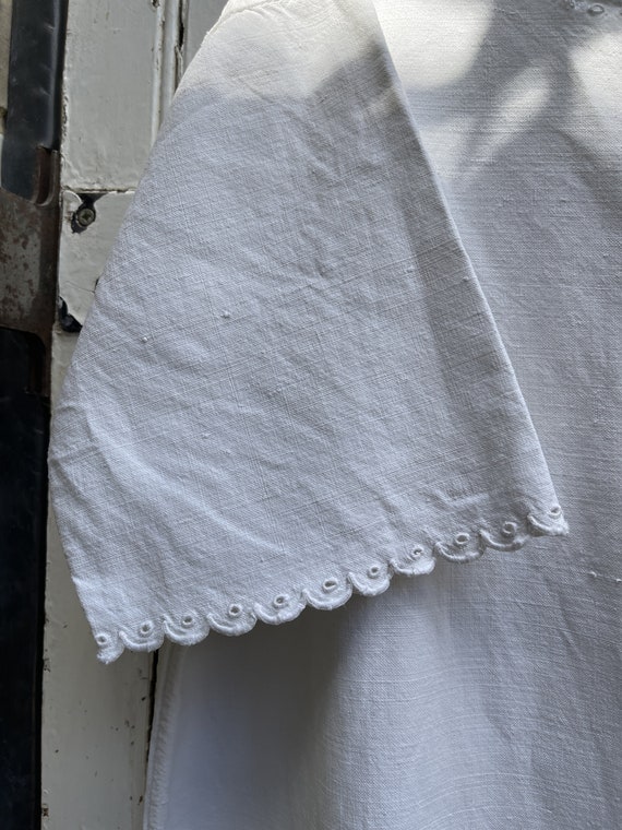 Antique French white linen cotton metis dress wit… - image 4