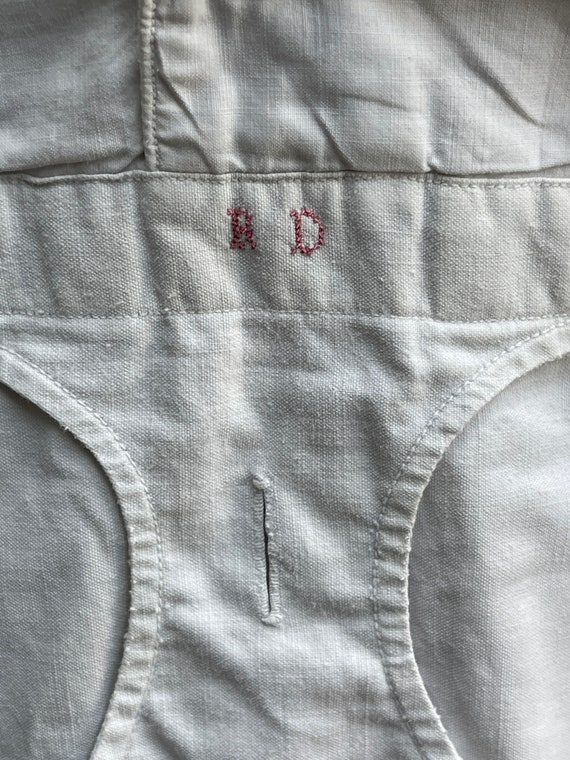 Antique French white cotton shirt chemise initial… - image 4