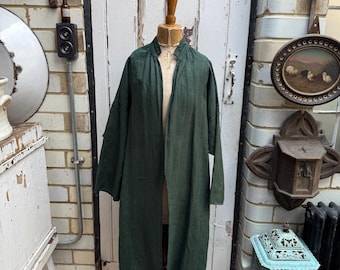 Antique Dutch green linen long coat jacket size L