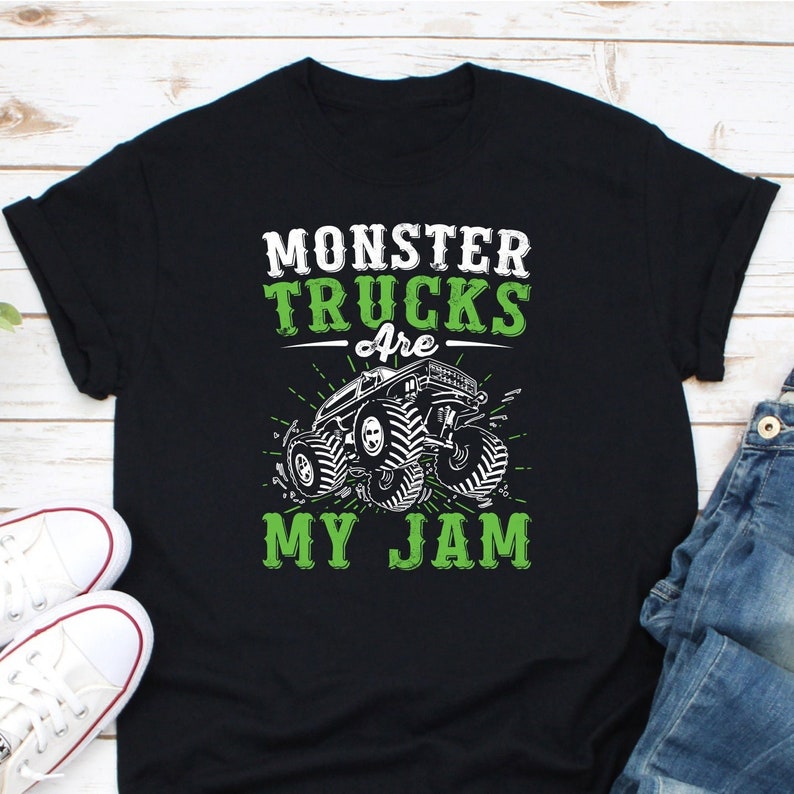Monster Trucks Are My Jam Shirt, Monster Truck Shirt, Racing Trucks Lover, Monster Truck Boys Shirt, Truck Birthday Shirt, Trucker Gift image 1