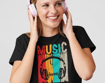 Retro Headphones Shirt, Electronic Music Lover Shirt, DJ Gift, Music Concert Shirt, Music Lover Gift, Musician Shirt, Music is My Life Shirt