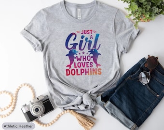 Just A Girl Who Loves Dolphins Shirt, Dolphin Lover Shirt, Dolphin Animal Shirt, Miami Dolphin Shirt, Sea Animal Shirt, Girls Dolphin Shirt