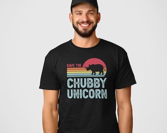 Save the Chubby Unicorns Shirt, Vintage Rhino Shirt, Safari Shirt, Funny Unicorn Shirt, Rhinoceros Shirt, Rhino Lover Gift, Gift For Unicorn