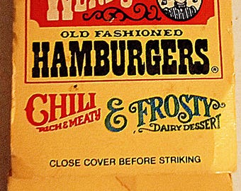 Vintage Wendy’s Matchbook Old Fashioned Hamburgers Chili Frosty Fast Food Advertising Ephemera