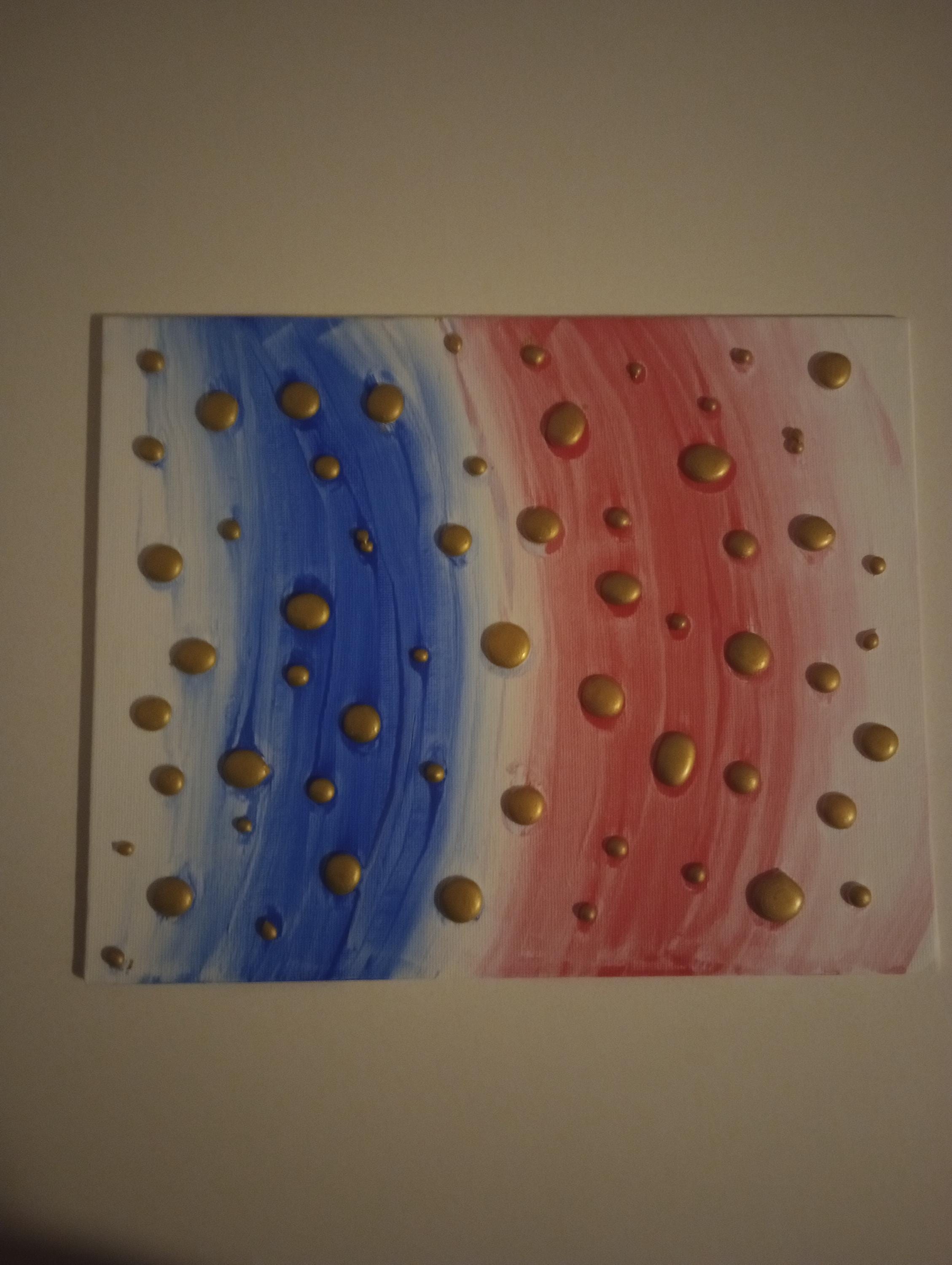 Textured Abstract Wall Art | Red White Blue Acrylic Painting With Gold ...