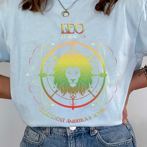 Camisa LEO Zodiac para amante de la astrología / Camisa de cumpleaños bruja para ella / Signo de fuego julio agosto camiseta de cumpleaños / Regalo de camiseta de gran tamaño para ella