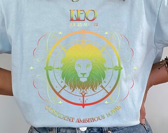 LEO Zodiac Shirt for Astrology Lover | Witchy Birthday Shirt for Her | Fire Sign July Aug Birthday T-Shirt | Oversized Tee Gift for Her