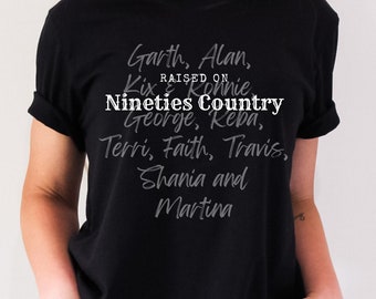 Raised on Nineties Country Jersey T-Shirt - 90s Country Stars - Country Music Fan - Country Concert T-Shirt - Country Music Lover