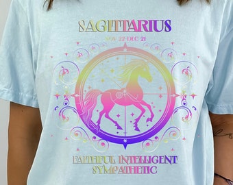 SAGITTARIUS Zodiac Shirt Astrology Lover | Witchy Birthday Shirt for Her | Fire Sign Nov Dec Birthday T-Shirt | Oversized Tee Gift for Her