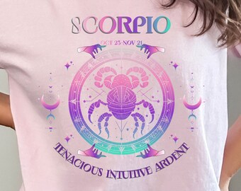 SCORPIO Zodiac Shirt for Astrology Lover | Witchy Birthday Shirt for Her | Water Sign Oct Nov Birthday T-Shirt | Oversized Tee Gift for Her