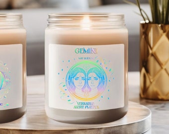 Zodiac Candle GEMINI Decor | Star Sign Gift for Astrology Lover | Birth Month Candle Gift for Her | Zodiac Gift Scented Soy Candle, 9oz