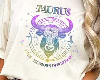 TAURUS Zodiac Shirt for Astrology Lover | Witchy Birthday Shirt for Her | Earth Sign April May Birthday T-Shirt | Oversized Tee Gift for Her