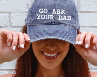 Allez demander à votre père | Casquette de baseball Funny Mom pour femme | chapeau brodé vintage pour papa |  Cadeau Fête des Mères | Cadeau pour elle | Bonnet pour maman fatiguée