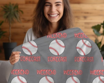 Baseball Mom Blanket | Weekend Forecast is Baseball | 50x60 Cozy Blanket for Cold Games | Gift for Baseball Mom | Generic Baseball Blanket