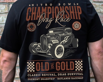 Men's Drag Racing T-Shirt for Classic Car Lover Shirt for Him Fremont Dragstrip TShirt Vintage Car Enthusiast Men's Shirt Gift for Car Lover