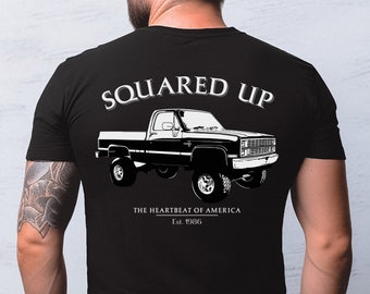 Squared Up 1986 Chevy Silverado Men&#39;s Perfect Weight® Tee, Old School Chevy Tee, Gift for Him, Chevy Fan, Classic Chevy Truck, Vintage Vibe