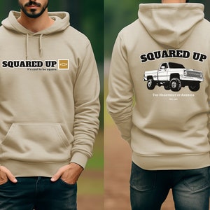 Chevy Truck Hoodie | Squared Up 1987 Chevy Silverado | Gift for Him | Classic 80s Lifted Truck Sweatshirt | Vintage Truck Hoodie for Him